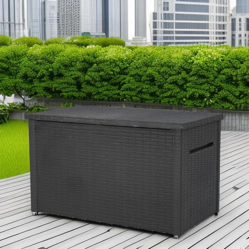 Keter Java XXL 230 Gallon Resin Large Outdoor Storage Box for Patio Storage Box, Outdoor Cushions, Garden Tools and Pool Floats, Dark Grey