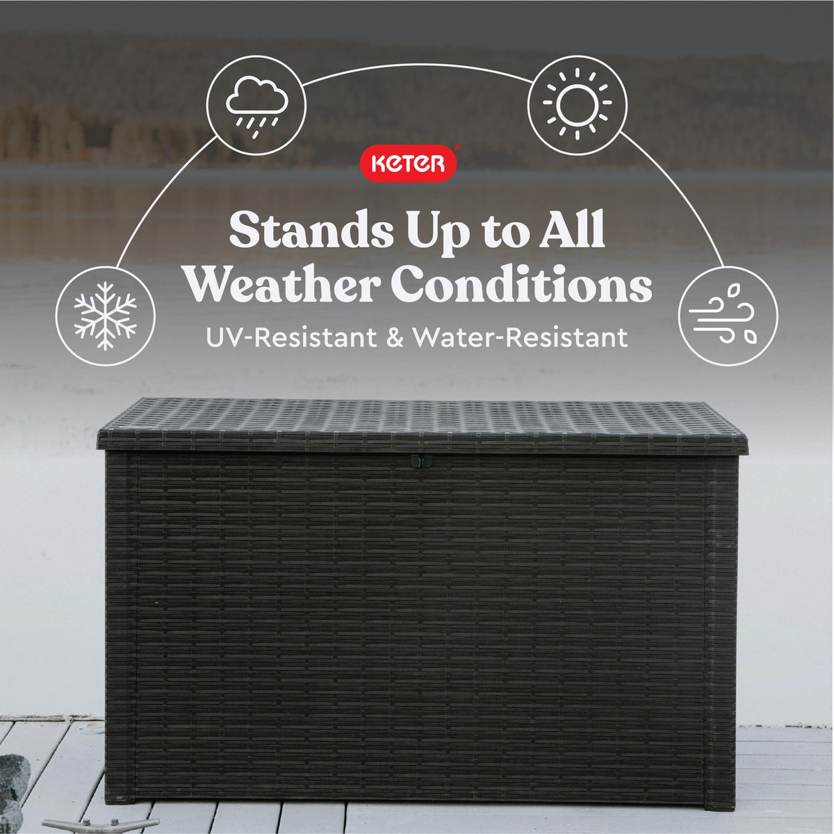 Keter Java XXL 230 Gallon Resin Large Outdoor Storage Box for Patio Storage Box, Outdoor Cushions, Garden Tools and Pool Floats, Dark Grey