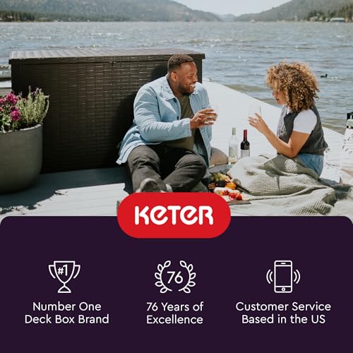 Keter Java XXL 230 Gallon Resin Large Outdoor Storage Box for Patio Storage Box, Outdoor Cushions, Garden Tools and Pool Floats, Dark Grey