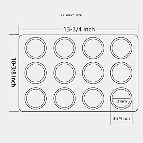 Kingrol 12-Cup Muffin & Cupcake Pans, Set of 3 Baking Pans, Non-stick Bakeware, 1.1" Deep