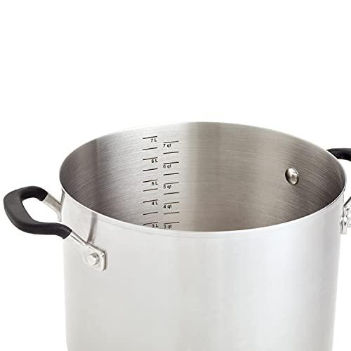 KitchenAid Stainless Steel Stockpot with Measuring Marks and Lid, 8 Quart, Brushed Stainless Steel