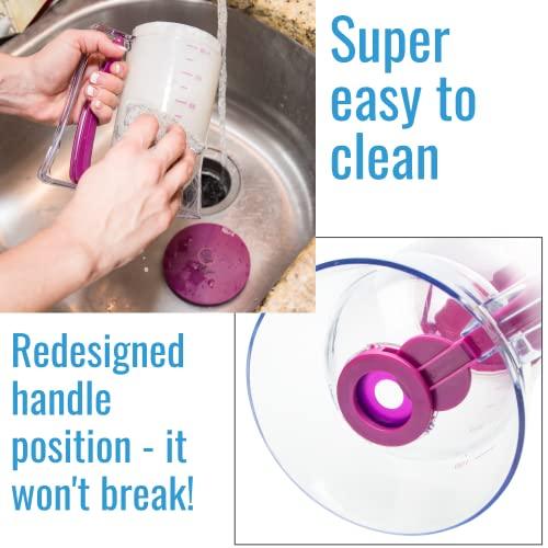 KPKitchen Pancake Batter Dispenser - Kitchen Must Have Tool for Perfect Pancakes, Cupcake, Waffle, Muffin Mix, Cake & Crepe - Easy Pour Baking Supplies for Griddle - Pancake Maker with Measuring Label