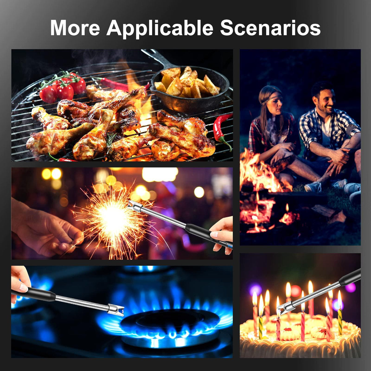 KTEBO 2Pcs Rechargeable Electric Lighters, Type-C Long Lighter Use Plasma Arc to Light Candle, Windproof Arc Lighter, Candle Lighter, BBQ Grill Lighter, Camping Accessories