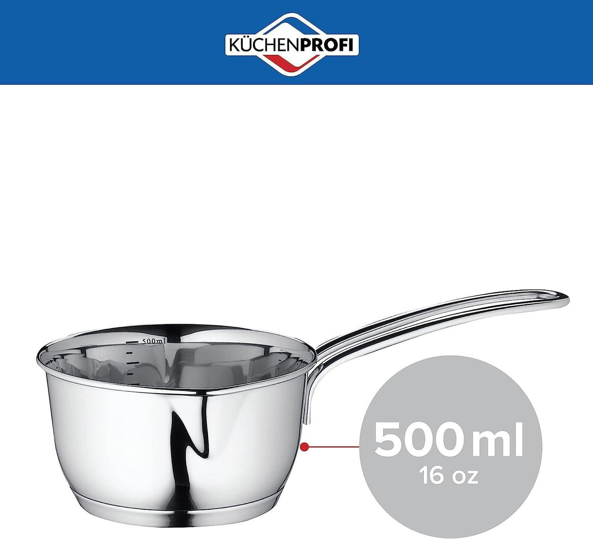 Küchenprofi Stainless Steel Saucepan with Clad Bottom, 16-Ounce,Silver