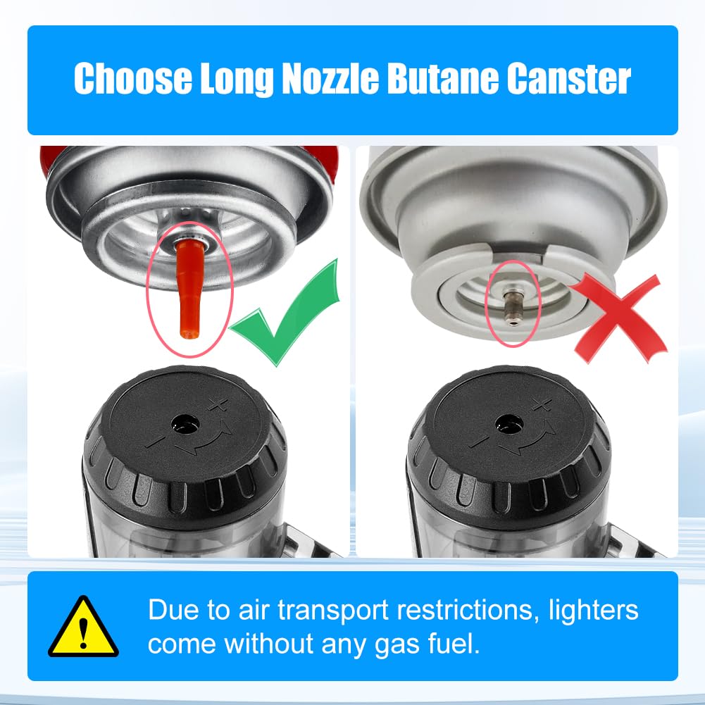 LcFun Torch Lighter 2 Pack Windproof Adjustable Single Jet Flame Butane Lighter Refillable Gas Lighter for Candle Camping Grill BBQ Fireplace (Butane Not Included)