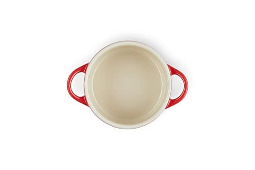Le Creuset Cerise with Gold Heart Knob Stoneware Mini Round Cocotte, 8 oz