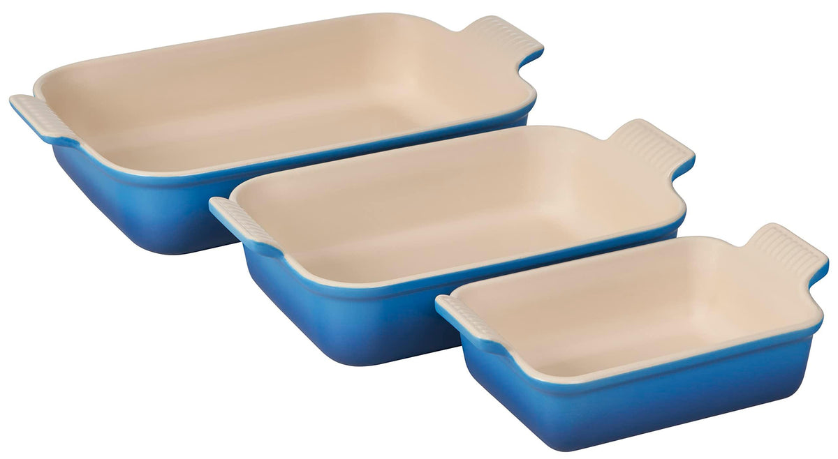 Le Creuset Stoneware Heritage Set 3 Rectangular Dishes, Marseille