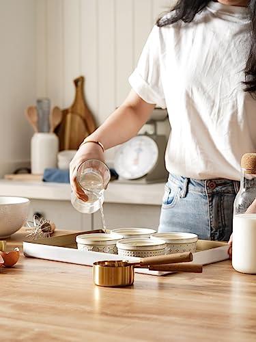 LE TAUCI Ramekins 4 oz, Ramiken for Creme Brulee, Lava Cake,Pudding, Souffle, Small Sauce Bowl,Ceramic Baking Dishes- 3.8 inch, Set of 4, Arctic White