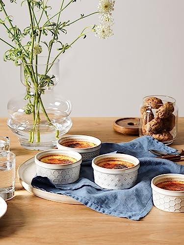 LE TAUCI Ramekins 4 oz, Ramiken for Creme Brulee, Lava Cake,Pudding, Souffle, Small Sauce Bowl,Ceramic Baking Dishes- 3.8 inch, Set of 4, Arctic White