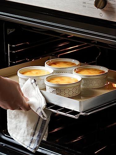 LE TAUCI Ramekins 4 oz, Ramiken for Creme Brulee, Lava Cake,Pudding, Souffle, Small Sauce Bowl,Ceramic Baking Dishes- 3.8 inch, Set of 4, Arctic White