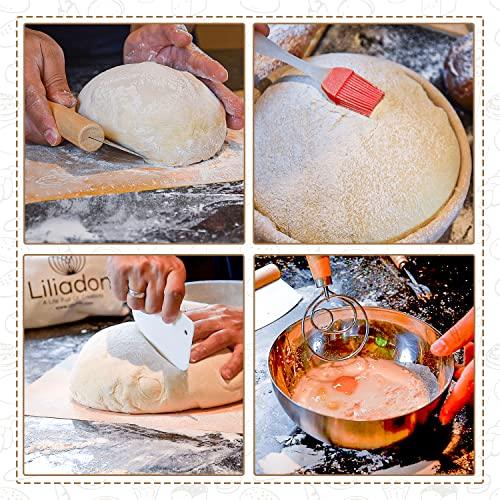 Liliadon Proofing Baskets Sourdough Starter Set of 11 - 2 Round 9 Inches Banneton Bread Basket, Supplies and Tools for Bread Baking Starter Kit Perfect for Gift