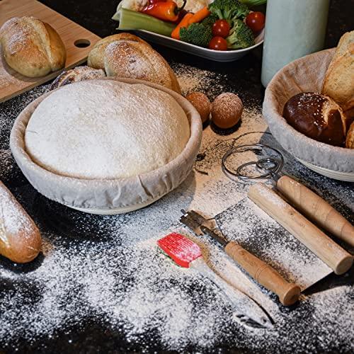 Liliadon Proofing Baskets Sourdough Starter Set of 11 - 2 Round 9 Inches Banneton Bread Basket, Supplies and Tools for Bread Baking Starter Kit Perfect for Gift