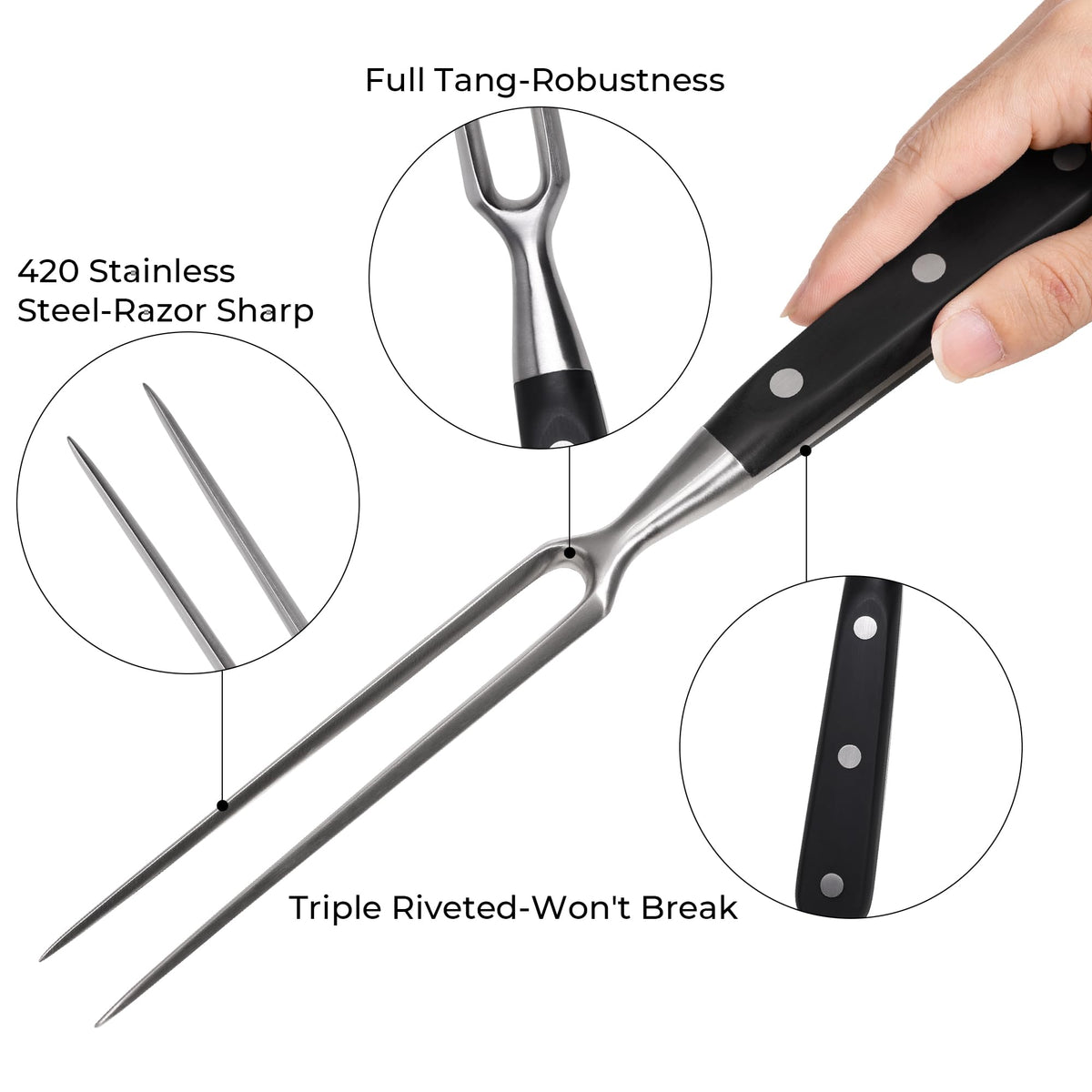 linoroso Meat Carving Fork 11 inch, Razor Sharp Carving Fork Barbecue Fork BBQ Tools Meat Forks Stainless Steel