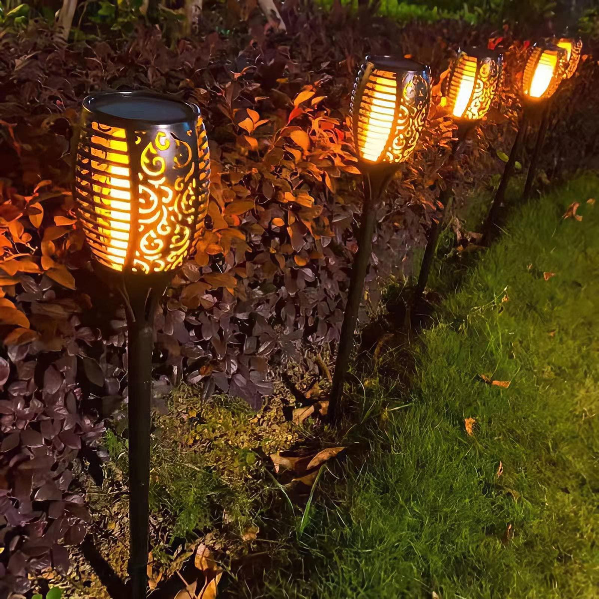 Liveasily 4 Pack Led Solar Torch Light with Flickering Flame Outdoor Waterproof Halloween Decorations, Solar Torches Stake Lights, Auto On/Off Solar Garden Lights Decorations