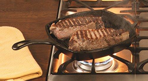 Lodge L8SGP3 Cast Iron Square Grill Pan, Pre-Seasoned, 10.5 Inch, Black