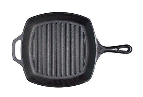 Lodge L8SGP3 Cast Iron Square Grill Pan, Pre-Seasoned, 10.5 Inch, Black