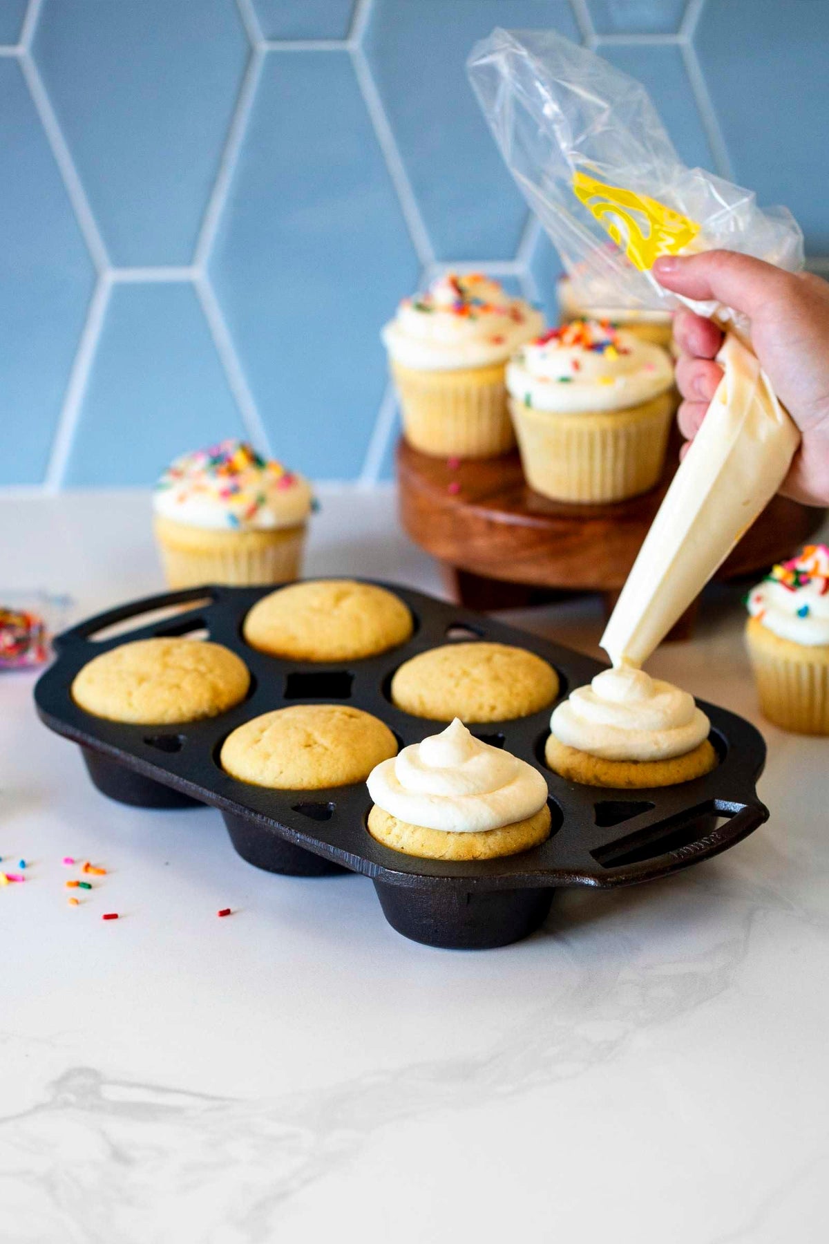 Lodge Seasoned Cast Iron Muffin Pan, 6 Impressions , 12.69"
