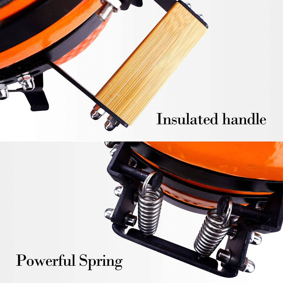 London Sunshine Ceramic Kamado Charcoal BBQ Grill and Smoker, Stainless Steel Grates -15" Ceramic with Tall Stand (ORANGE)