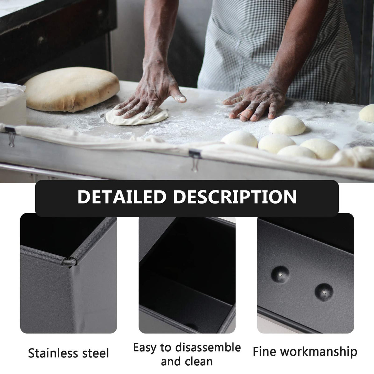 Luxshiny Pullman Baking Pan Bread Tin Loaf Pan With Lid Black Loaf Pan Non- Stick Loaf Pan Toast Bread Bakeware Bread Toast For Oven Baking 750g Pullman Baking Pan Bread Baking Tray