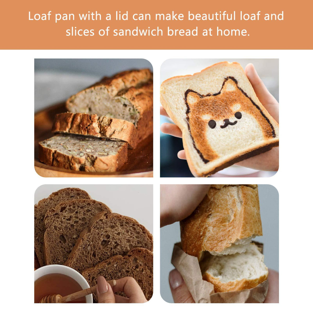 Luxshiny Pullman Baking Pan Bread Tin Loaf Pan With Lid Black Loaf Pan Non- Stick Loaf Pan Toast Bread Bakeware Bread Toast For Oven Baking 750g Pullman Baking Pan Bread Baking Tray