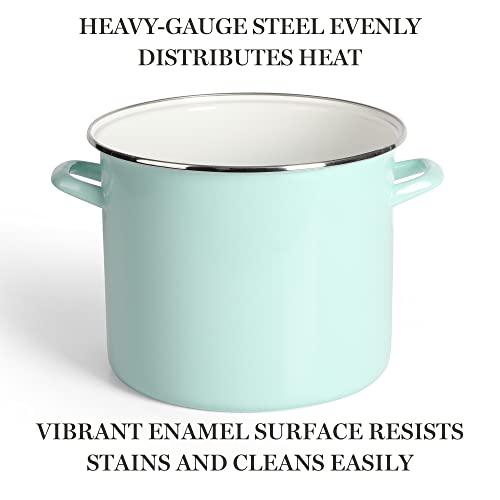 Martha Stewart Thayer 12-Quart Enamel On Steel Scratch Resistant Stock Pot w/Lid - Martha Blue