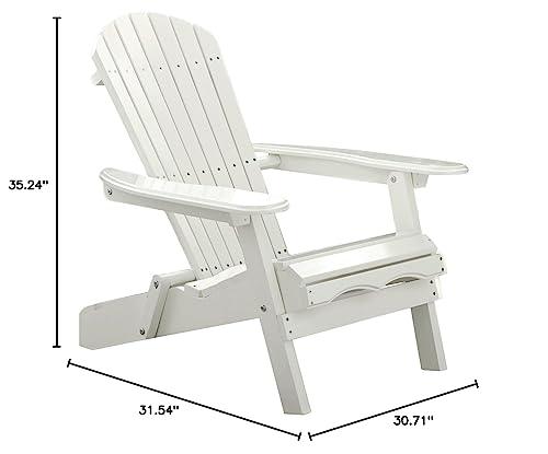 Merry Garden Foldable Wooden Adirondack Chair, Outdoor, Garden, Lawn, Deck Chair, White