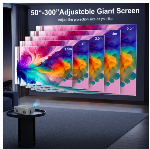 Mini bluetooth Projector(Phone HDMI Cable Included)Support 4K Native 1080P Portable Movie Projectors,outdoor small Projector,room wall Projector Compatible with Android/iOS/Windows/TV Stick/HDMI/USB
