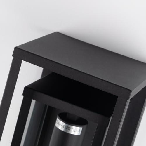 mirrea 14" Classic Outdoor Wall Sconce 1 Light in Matte Black Rectangular Metal Frame and Clear Glass Shade Waterproof Porch Light Patio Light Pack of 2