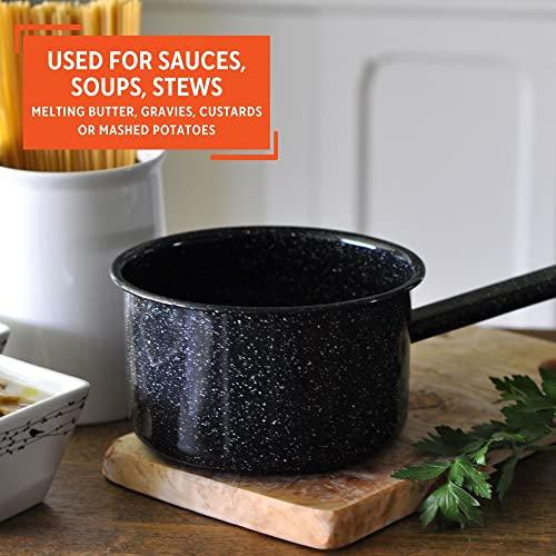 Mirro 1 Quart Enamel Sauce Pan with Speckled Finish