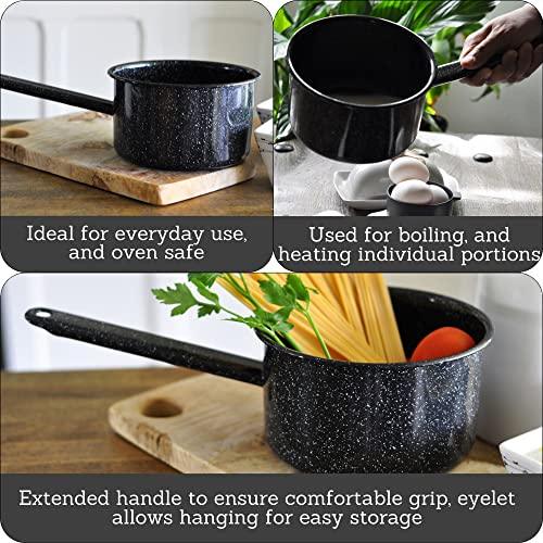 Mirro 1 Quart Enamel Sauce Pan with Speckled Finish