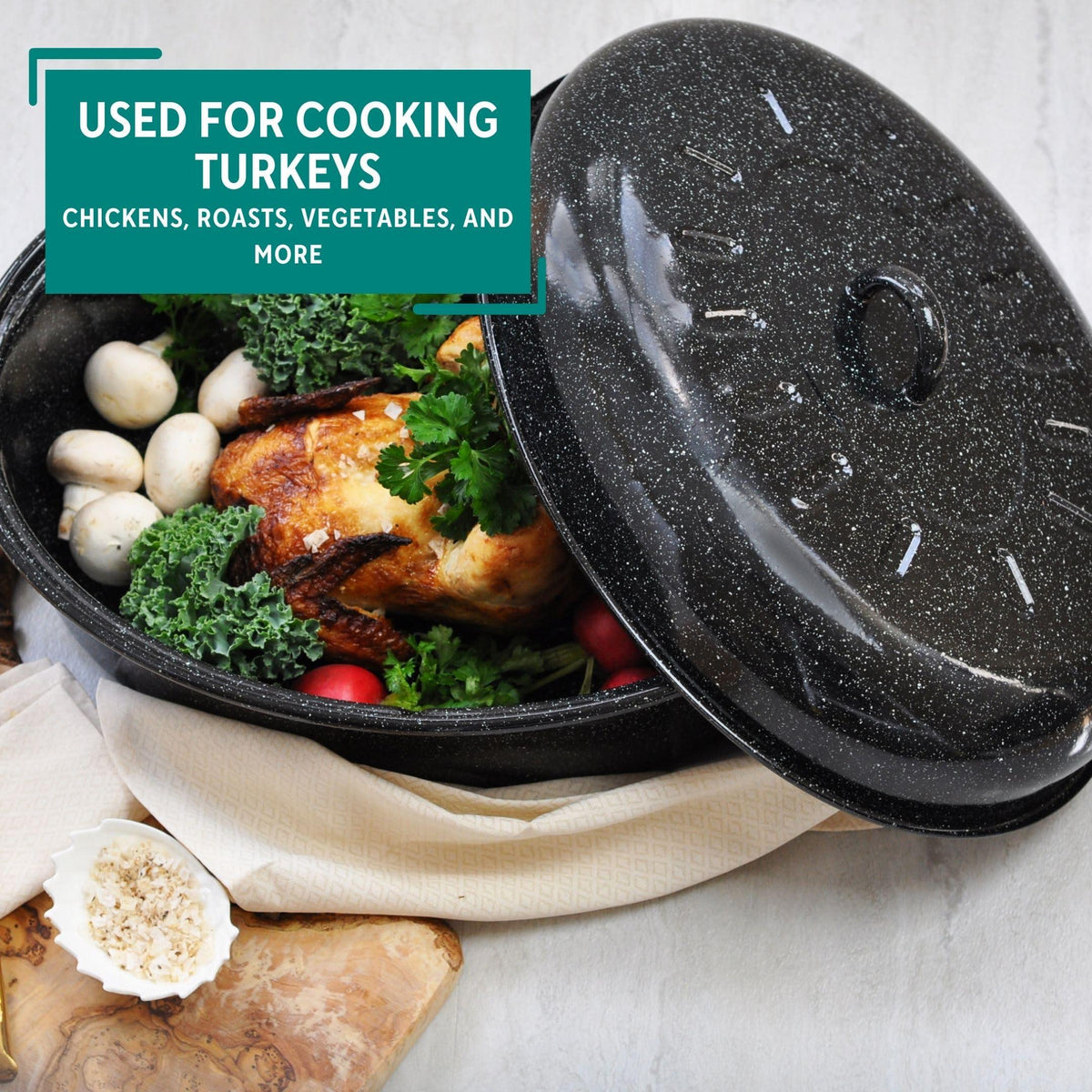 Mirro 18" Black Covered Oval Roaster with Lid