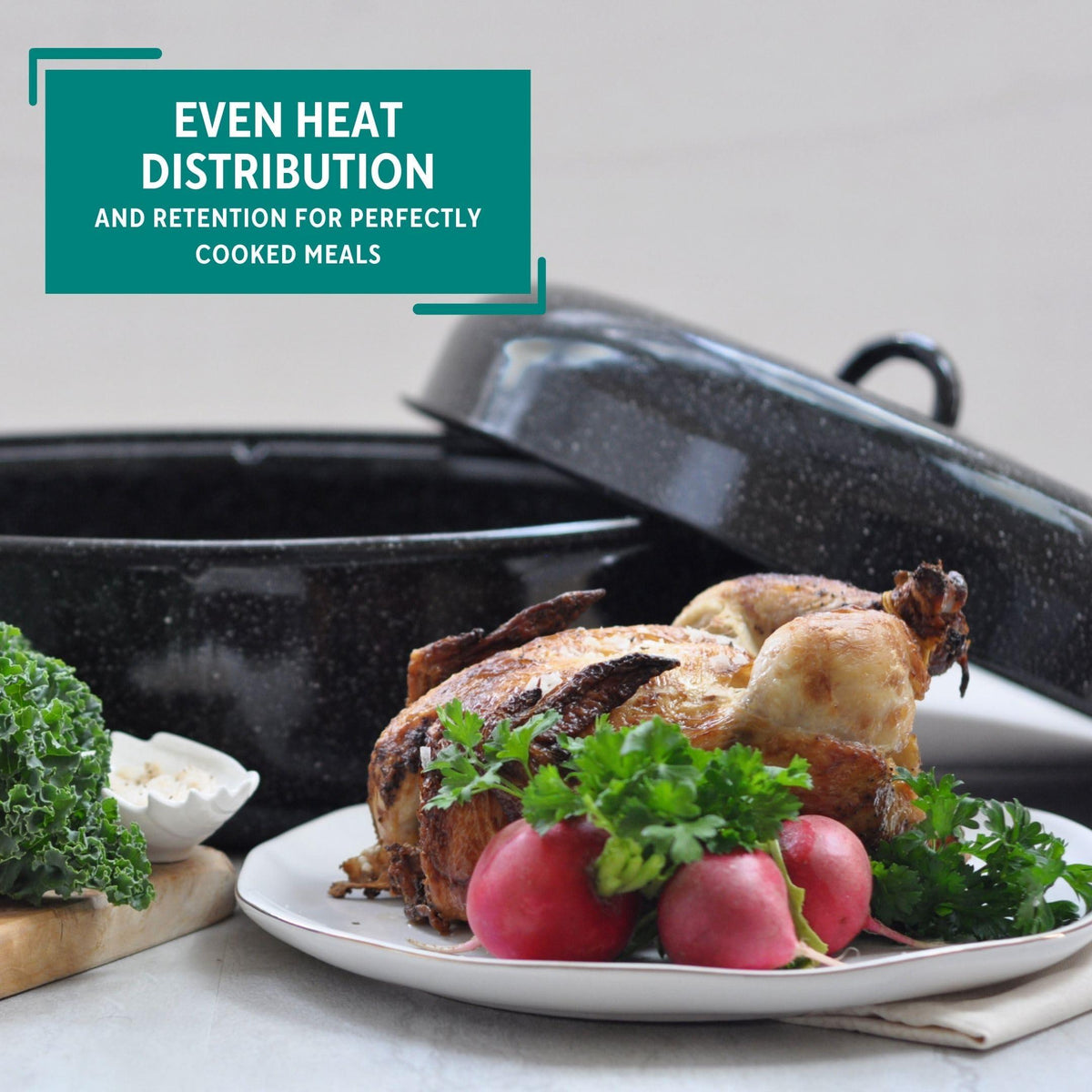 Mirro 18" Black Covered Oval Roaster with Lid