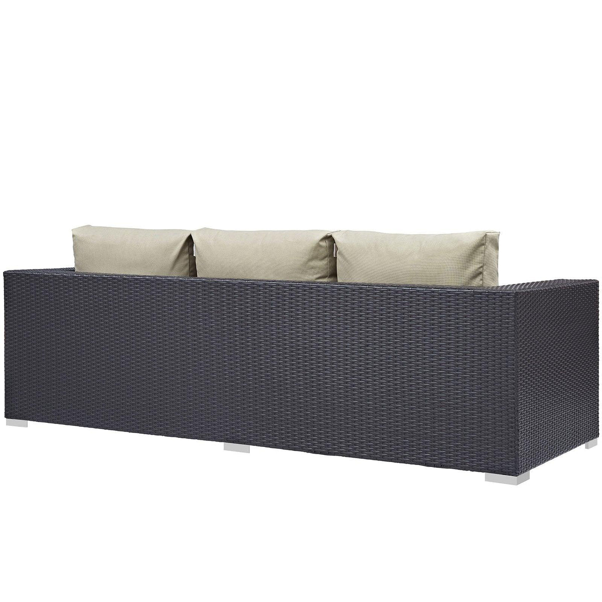 Modway Convene Wicker Rattan Outdoor Patio Sofa in Espresso Beige