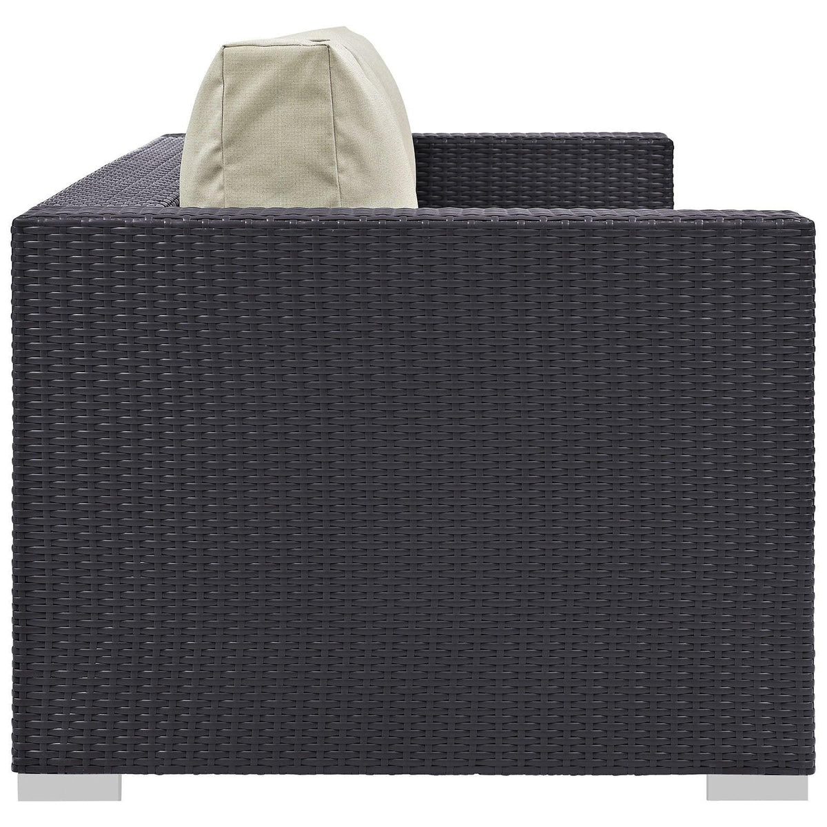 Modway Convene Wicker Rattan Outdoor Patio Sofa in Espresso Beige