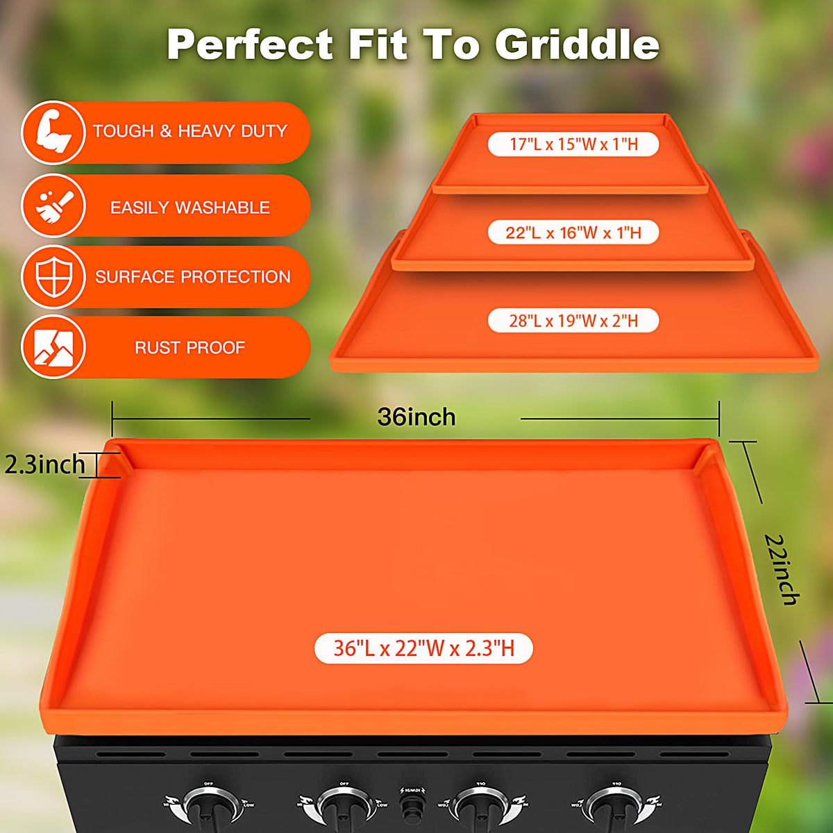 NancyL 36 Inch Silicone Griddle Cover for Blackstone, Full-Wrap 36" Griddle Mat Protective Grill for Blackstone Protector Accessories Kit, Protect from Rust, Rodents, Insects, Debris