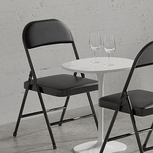 Nazhura 4 Pack Folding Chairs with Padded Cushion and Back, Padded Folding Chairs for Home and Office, Indoor and Outdoor Events (Black, 4 Pack)
