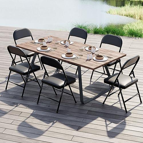 Nazhura 4 Pack Folding Chairs with Padded Cushion and Back, Padded Folding Chairs for Home and Office, Indoor and Outdoor Events (Black, 4 Pack)