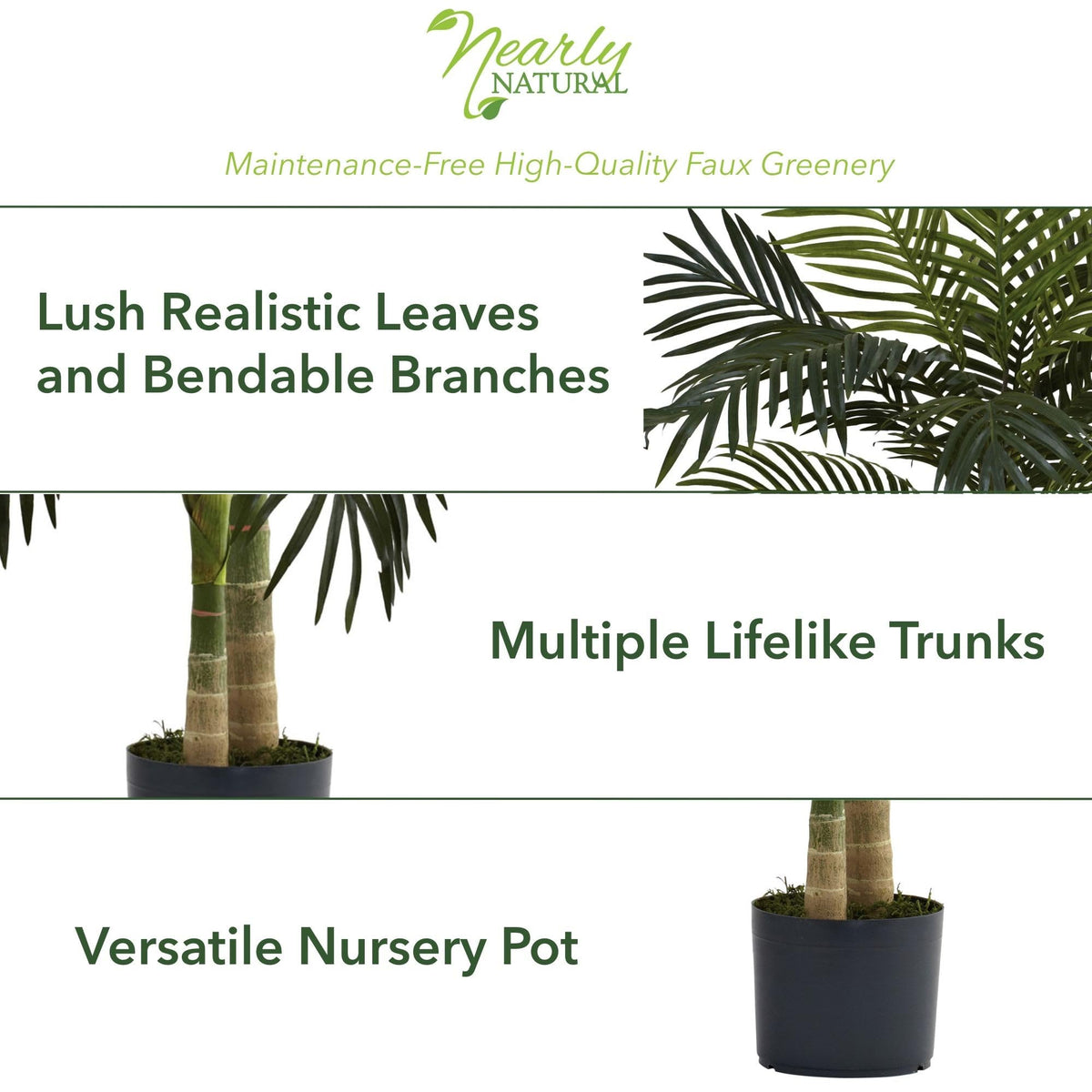 Nearly Natural 4ft. Golden Cane Palm Artificial Tree