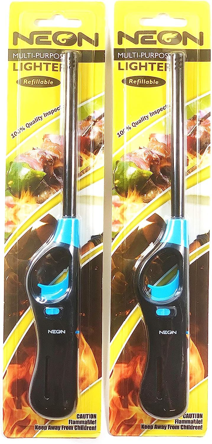 Neon Refillable BBQ Lighter - Pack of 4,with Prime Necessities Merchandise Sticker.