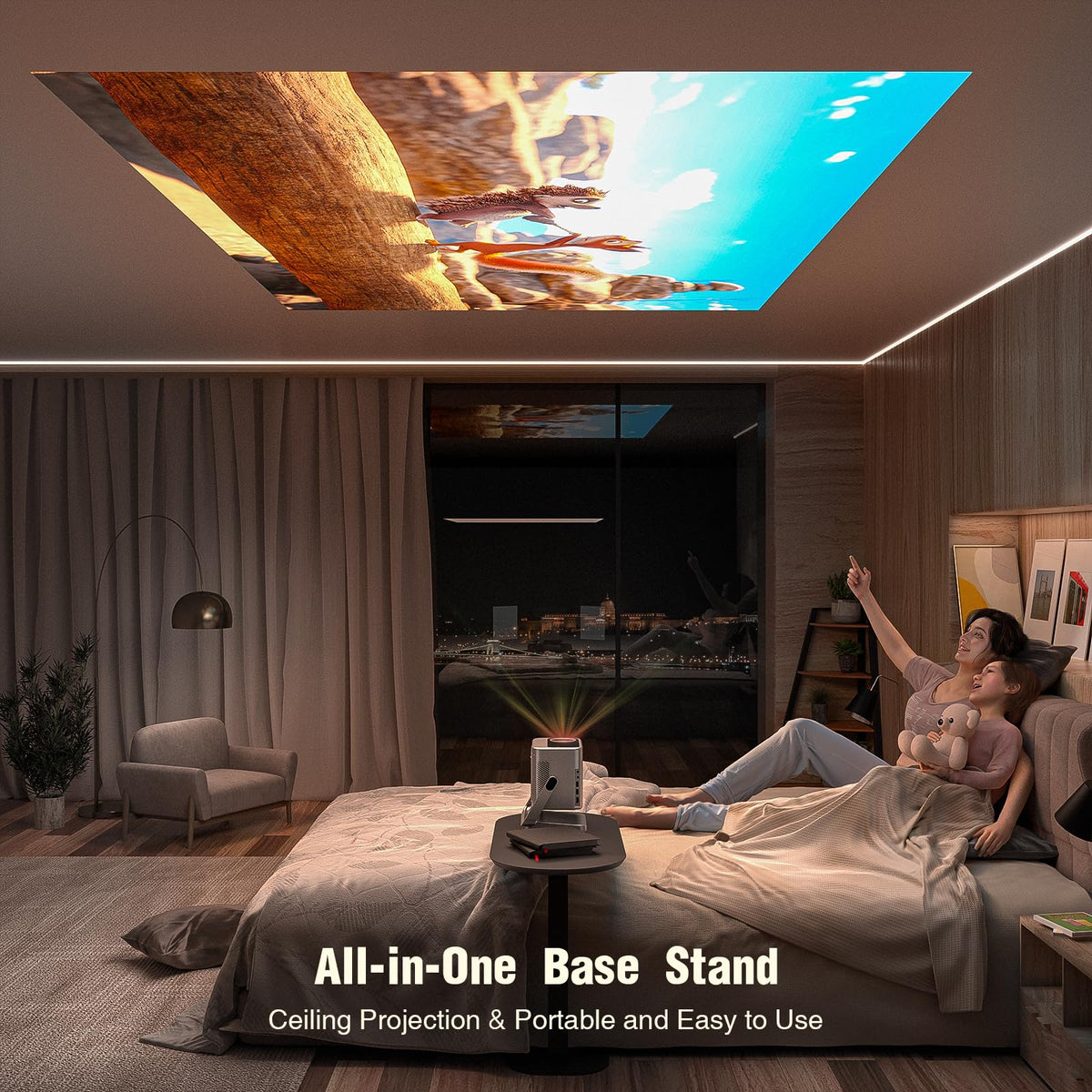 [Netflix Officially & Auto Focus] VOPLLS 4K Projector with WiFi and Bluetooth, 3D Stereo Sound & Auto Keystone Video Projector, Outdoor Movie Projector, 50% Zoom, MAX 300''Display (Grey)
