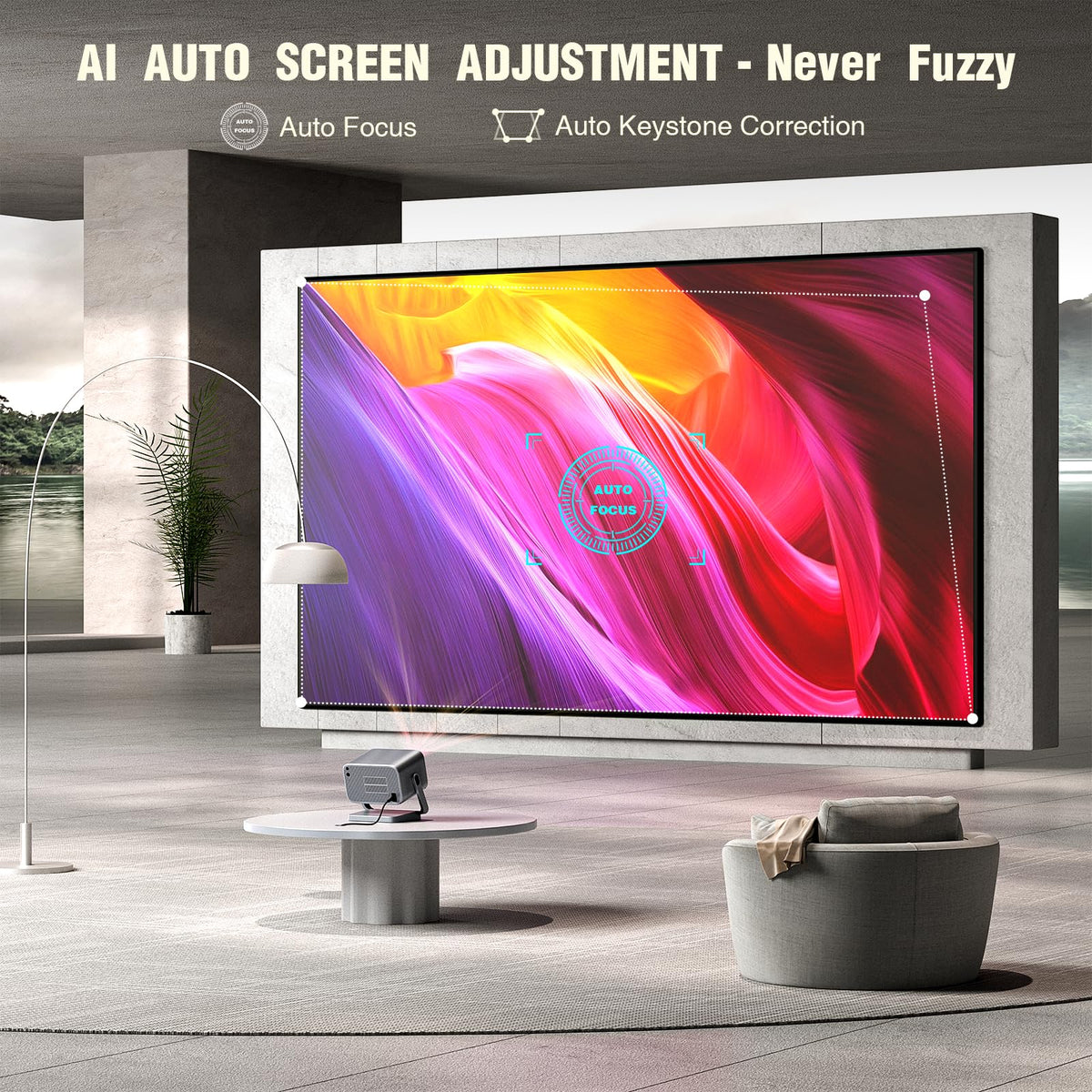 [Netflix Officially & Auto Focus] VOPLLS 4K Projector with WiFi and Bluetooth, 3D Stereo Sound & Auto Keystone Video Projector, Outdoor Movie Projector, 50% Zoom, MAX 300''Display (Grey)