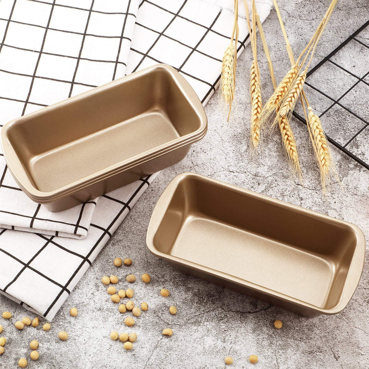 Non-Stick Loaf Pan Set, 4 Pieces Toast Baking Mold, Rectangle Baking Tray for Oven Baking (7.2 x 3.7 Inches)