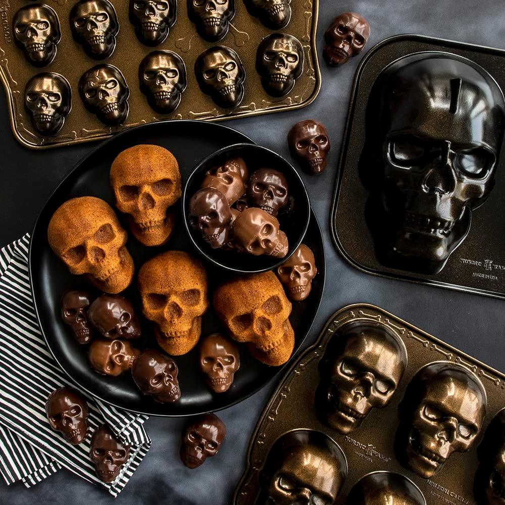 Nordic Ware Halloween Bakeware, Haunted Skull Cakelet Pan, Bronze