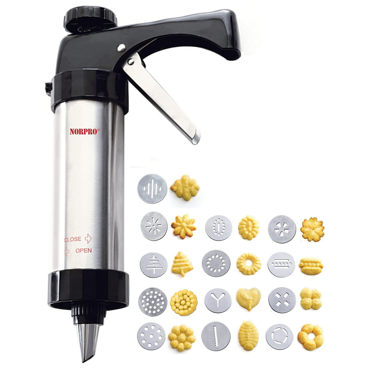 Norpro S/S Cookie/Icing Press with Case, Black