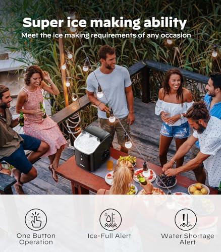 Nugget Countertop Ice Maker, Silonn Chewable Pellet Ice Machine with Self-Cleaning Function, 33lbs/24H for Home, Kitchen, Office, Black