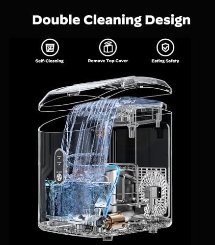 Nugget Countertop Ice Maker, Silonn Chewable Pellet Ice Machine with Self-Cleaning Function, 33lbs/24H for Home, Kitchen, Office, Black