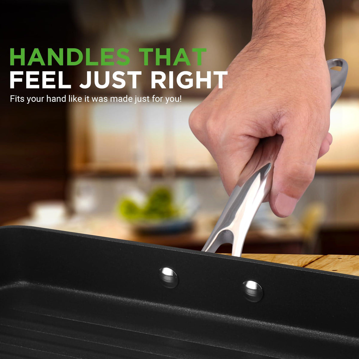 NutriChef Nonstick Stove Top Grill Pan - PTFE/PFOA/PFOS Free 11" Hard-Anodized Non stick Grill & Griddle Pan - Kitchen Cookware,High Ridges, Strong Riveted Handles, Dishwasher Safe NCGRP38