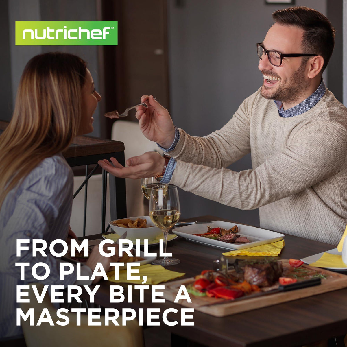NutriChef Nonstick Stove Top Grill Pan - PTFE/PFOA/PFOS Free 11" Hard-Anodized Non stick Grill & Griddle Pan - Kitchen Cookware,High Ridges, Strong Riveted Handles, Dishwasher Safe NCGRP38