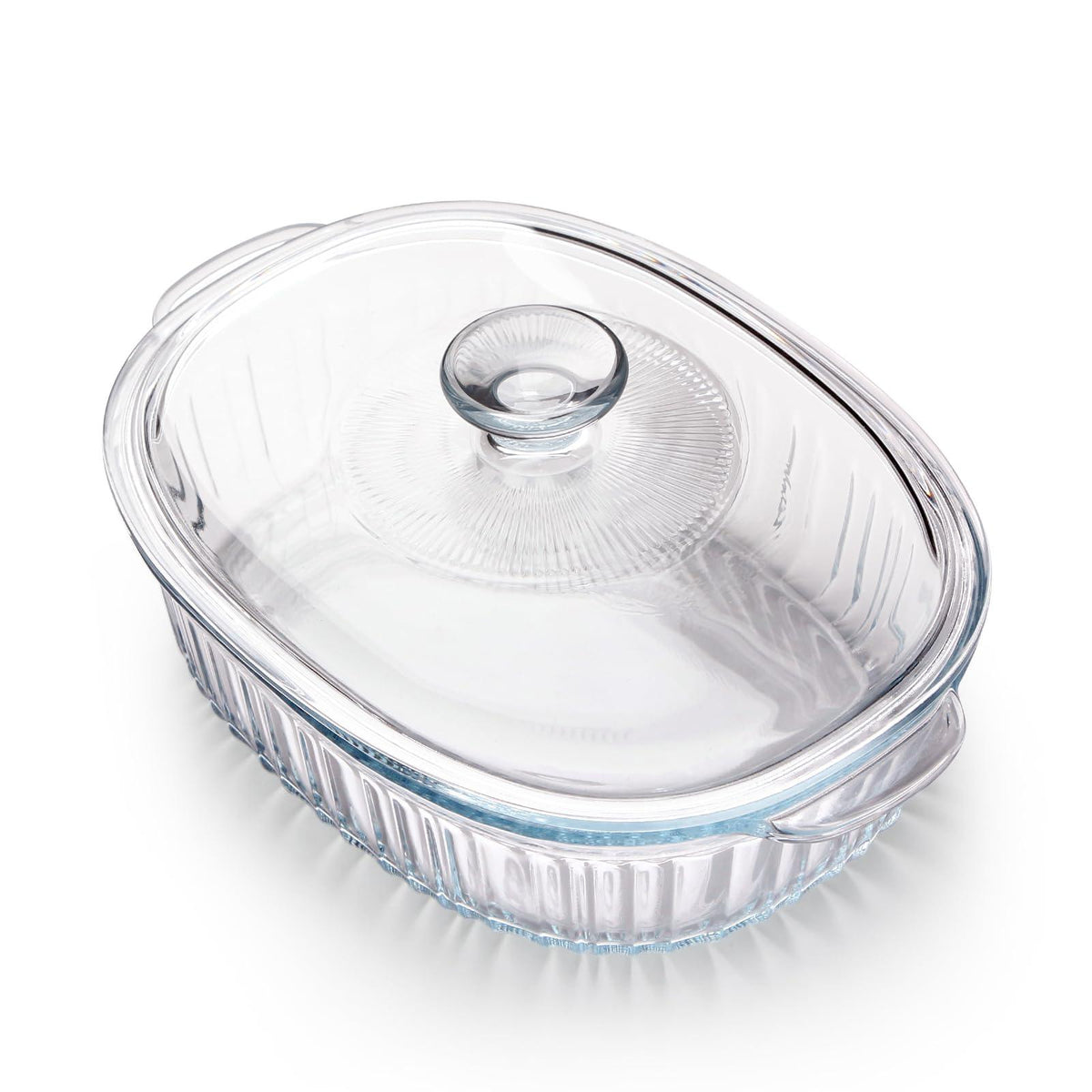 NUTRIUPS 2L Borosilicate Glass Oval Casserole Dish and Lid for Oven