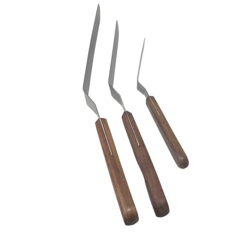 Offset Stainless Steel Spatula Set with Wood Handle - Professional Cake Decorating Tools - 4", 6.5" & 8" Stainless Steel Offset Blade Cake Spatula Set